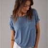 Mujer American Eagle | Camiseta Extragrande De Manga Corta Con Bolsillo Ae Soft & Sexy