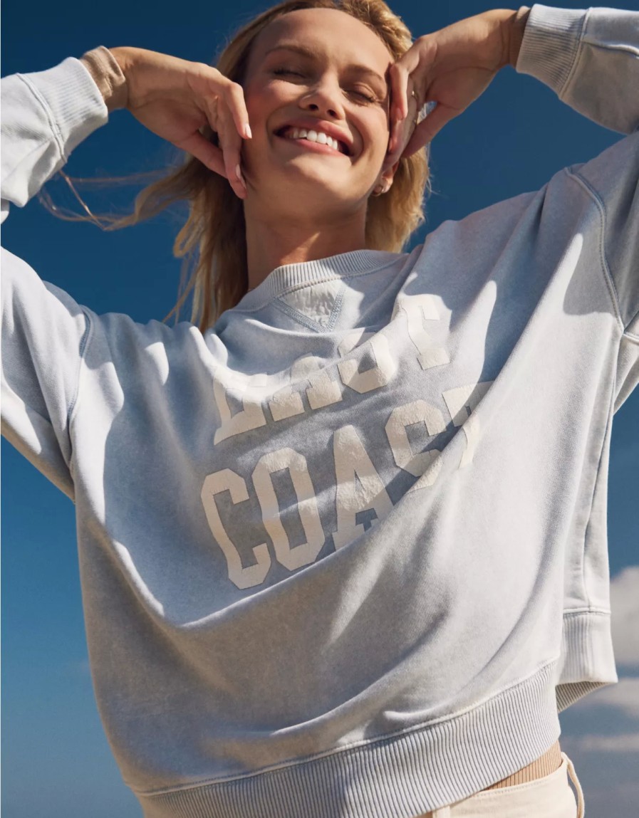 Mujer American Eagle | Sudadera De Polar Con Cuello Redondo Y Grafico Ae