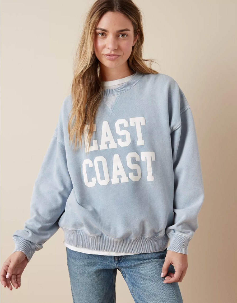 Mujer American Eagle | Sudadera De Polar Con Cuello Redondo Y Grafico Ae