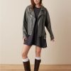 Mujer American Eagle | Chaqueta Biker Extragrande De Cuero Vegano Ae