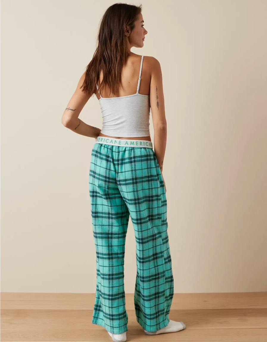 Mujer American Eagle | Pantalon De Pijama De Pernera Ancha De Franela Ae