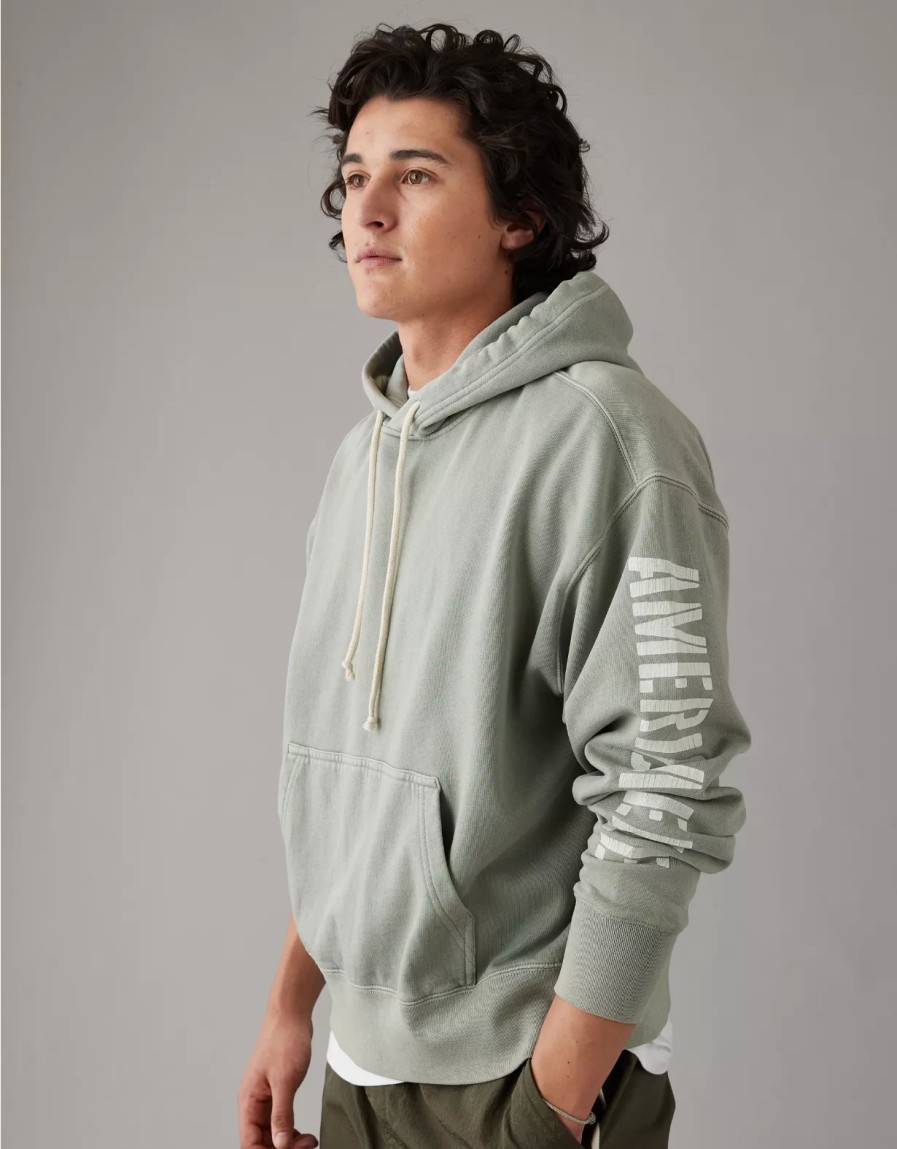 Hombres American Eagle | Sudadera Con Capucha Y Logo De Polar Ae Heritage