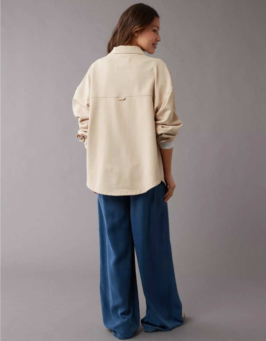 Mujer American Eagle | Camisa Oversize De Punto Con Botones Ae