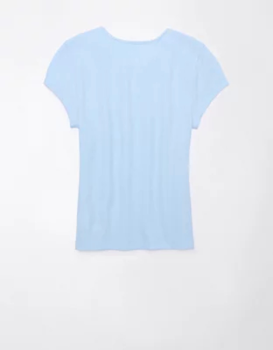 Mujer American Eagle | Camiseta Tipo Gofre De Manga Corta Para Bebe Ae Hey