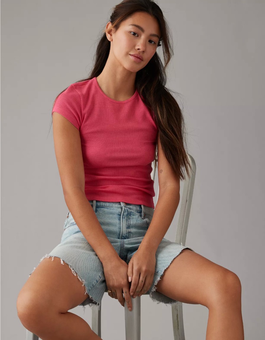 Mujer American Eagle | Camiseta De Canale De Manga Corta Para Bebe Ae Hey