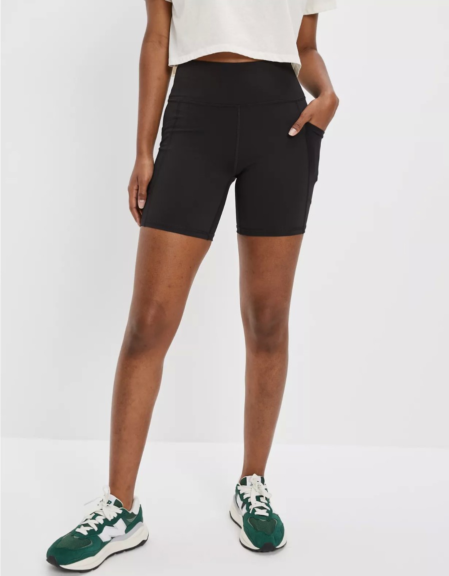 Mujer American Eagle | Pantalones Cortos Para Bicicleta De 6" De Cintura Super Alta Y Polar Con Bolsillo Ae Everything