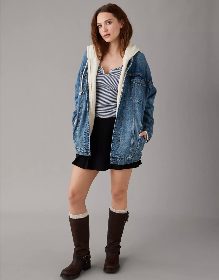 Mujer American Eagle | Chaqueta Estilo Boyfriend De Denim Extragrande Ae Strigid