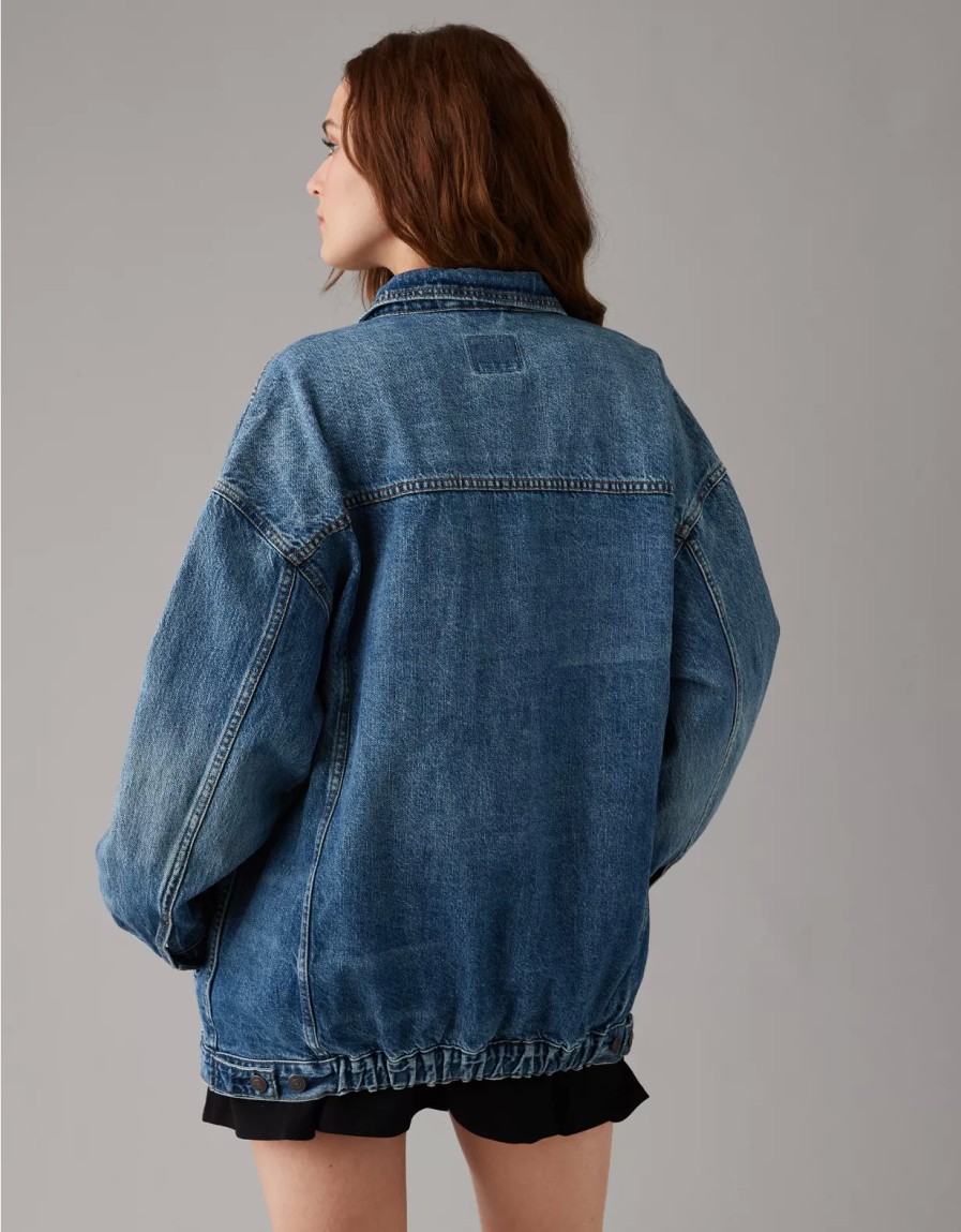 Mujer American Eagle | Chaqueta Estilo Boyfriend De Denim Extragrande Ae Strigid