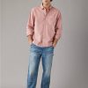 Hombres American Eagle | Camisa Con Botones De Popelina Ae Everyday