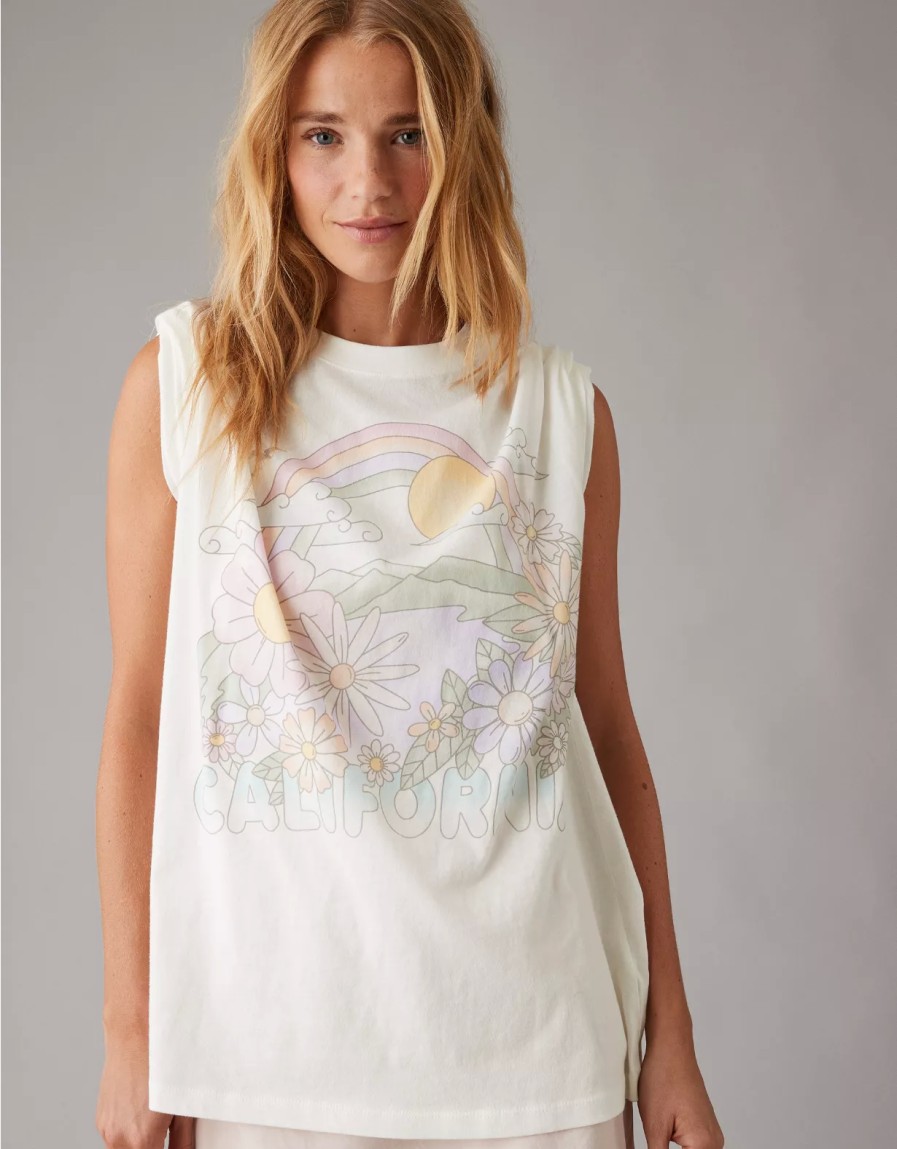 Mujer American Eagle | Camiseta Con Grafico Extragrande Ae