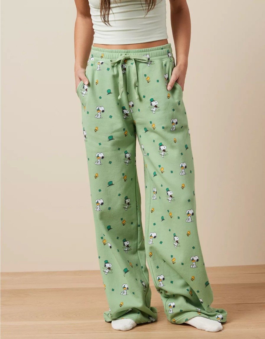 Mujer American Eagle | Pantalon De Pijama De Polar Del Dia De San Patricio Ae Peanuts