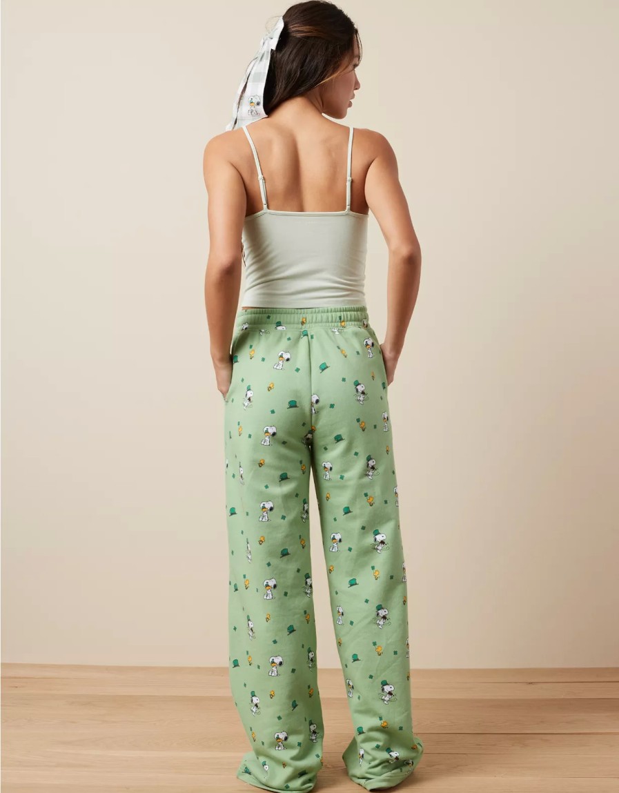 Mujer American Eagle | Pantalon De Pijama De Polar Del Dia De San Patricio Ae Peanuts