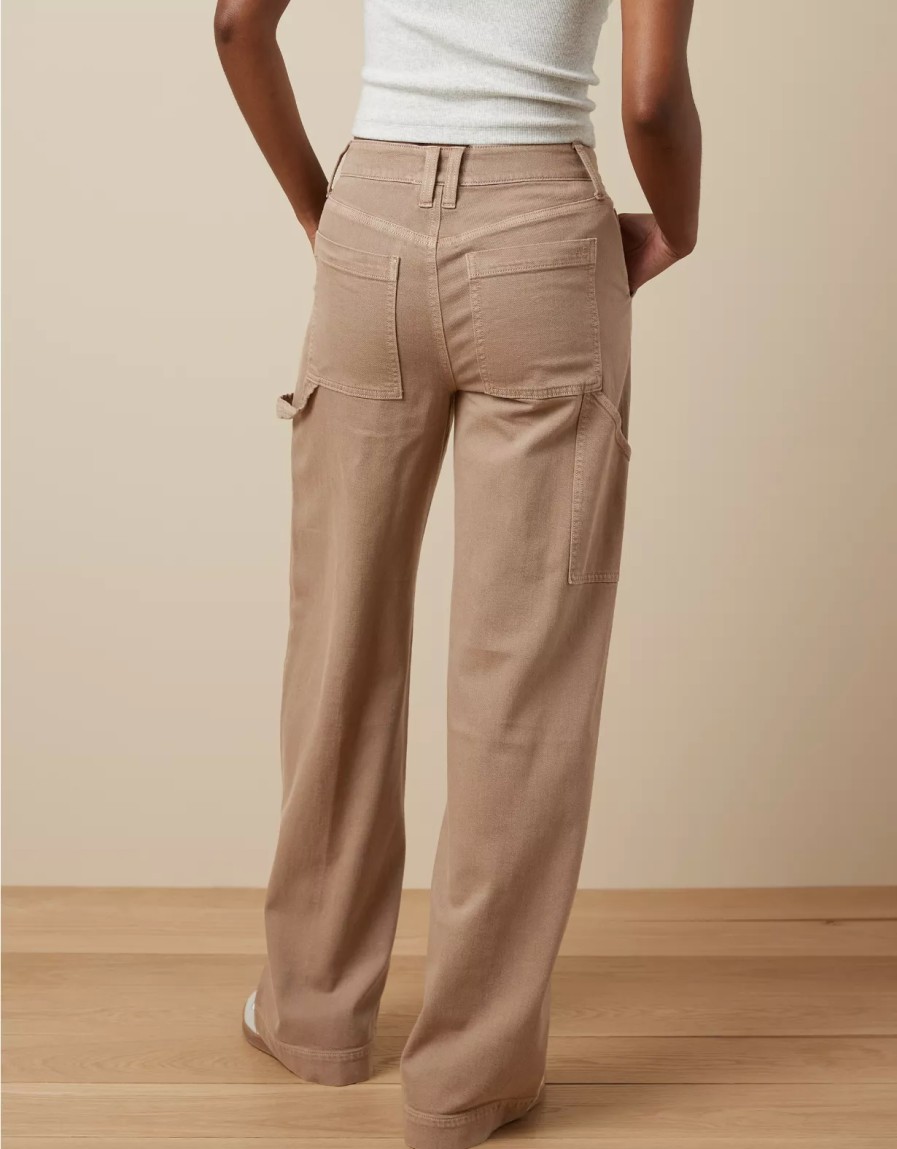 Mujer American Eagle | Pantalon Ancho Y Holgado De Talle Super Alto Elastico Drapeado Ae Dreamy