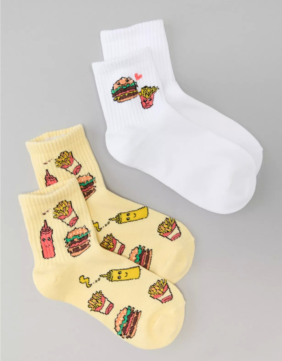 Mujer American Eagle | Pack De 2 Calcetines Boyfriend Ae Burgers & Fries