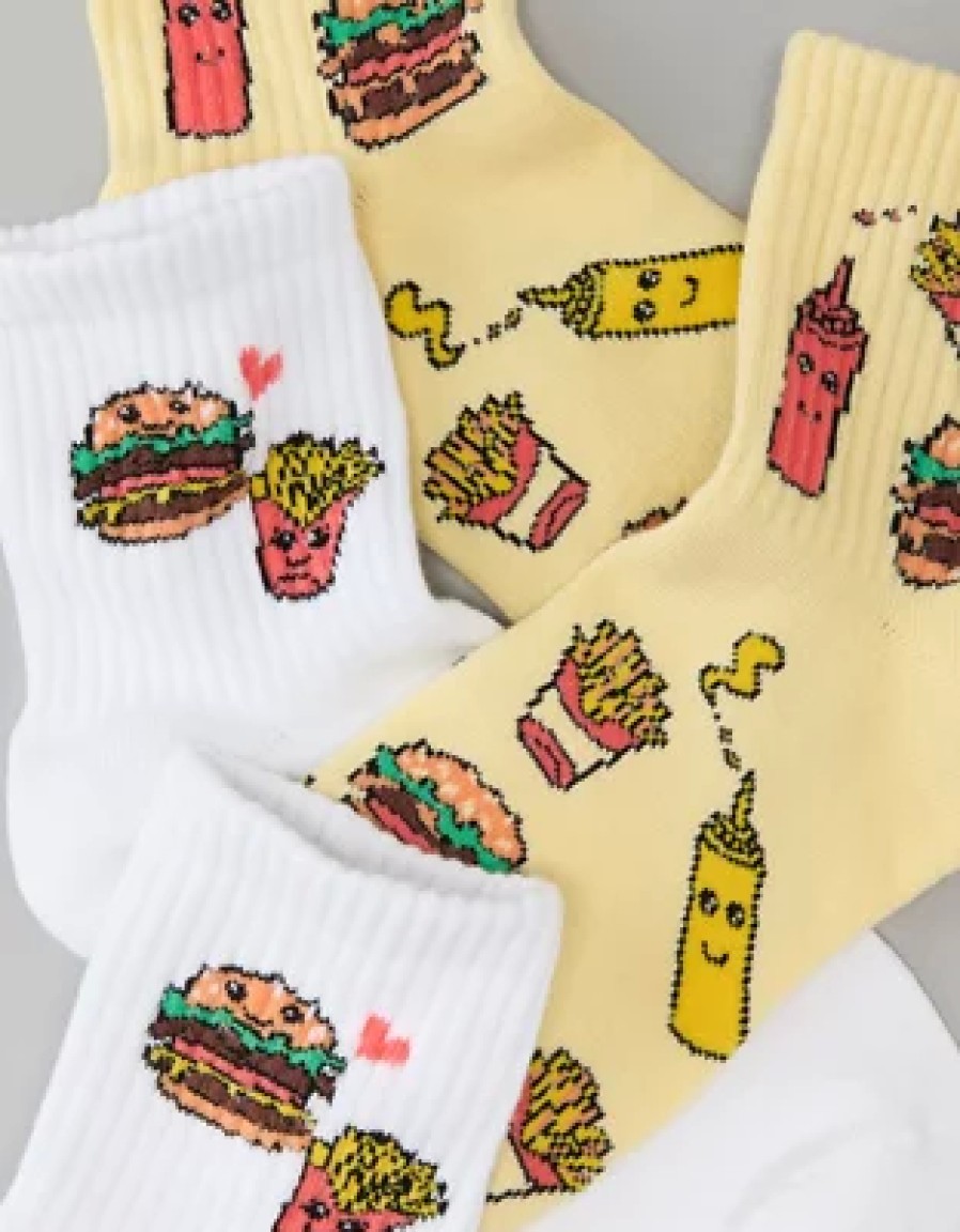 Mujer American Eagle | Pack De 2 Calcetines Boyfriend Ae Burgers & Fries