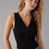 Mujer American Eagle | Body Con Cuello Henley Sin Mangas Ae