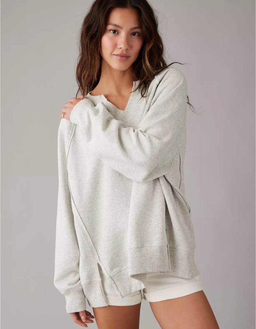 Mujer American Eagle | Sudadera Extragrande Con Cuello De Muesca Ae Big Hug