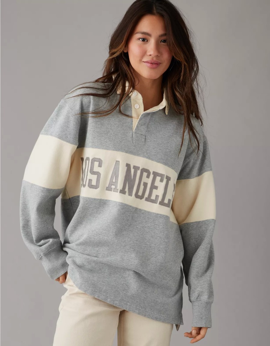 Mujer American Eagle | Ae Sudadera Extragrande De Polar Los Angeles Polo