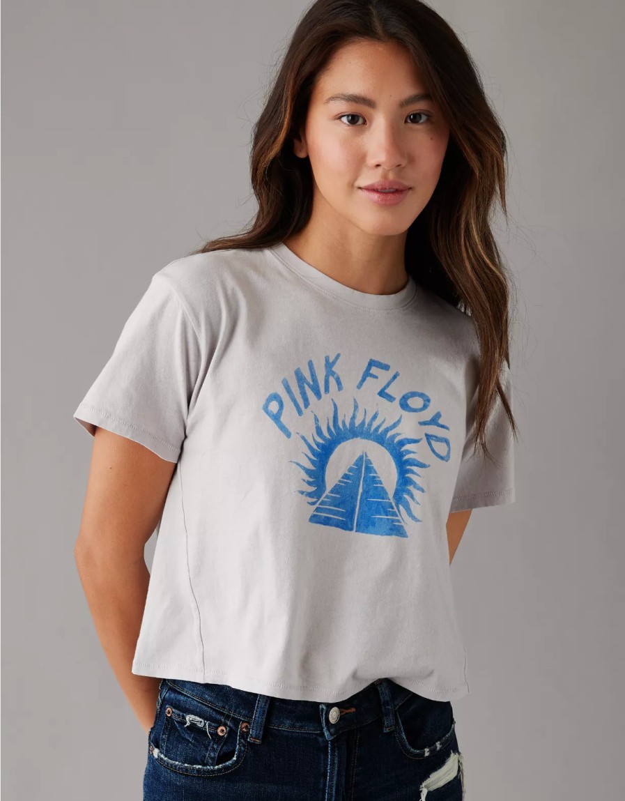 Mujer American Eagle | Camiseta Corta Con Grafico Pink Floyd Ae