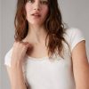 Mujer American Eagle | Camiseta De Manga Corta Con Ribete De Encaje Para Bebe Ae Hey