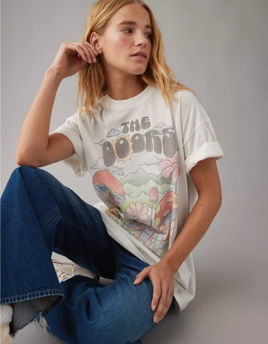 Mujer American Eagle | Ae Camiseta Extragrande Con Grafico The Doors