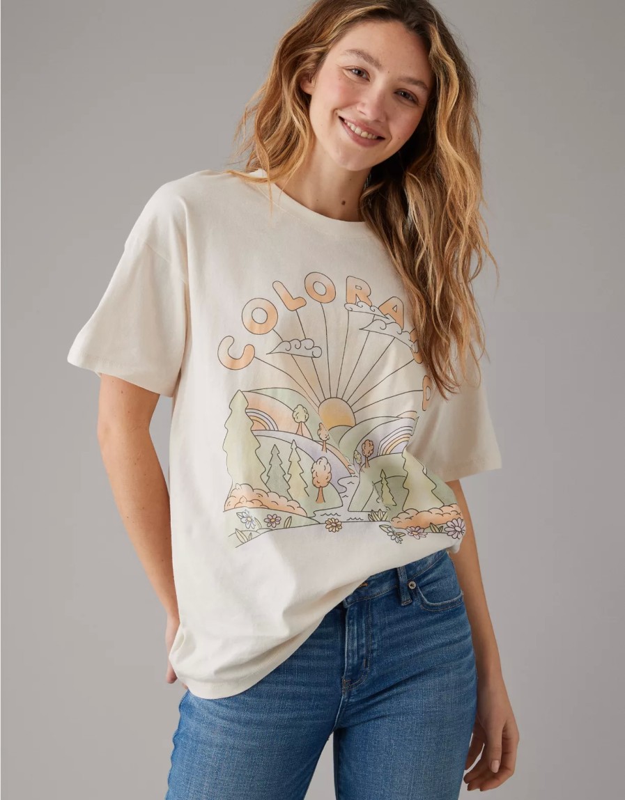 Mujer American Eagle | Camiseta Con Grafico Extragrande Ae