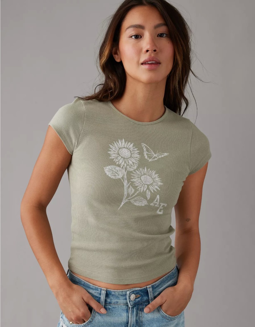 Mujer American Eagle | Camiseta De Canale De Manga Corta Para Bebe Ae Hey