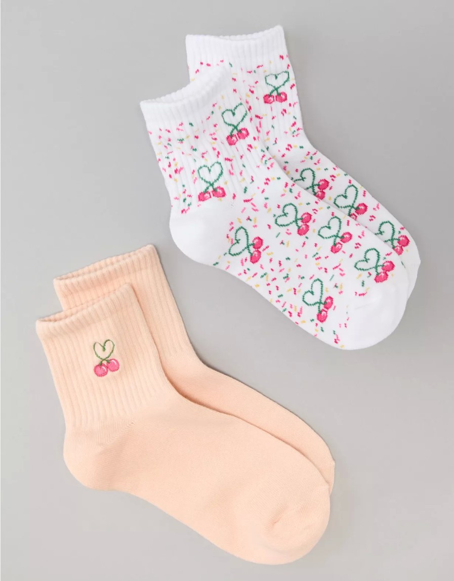 Mujer American Eagle | Paquete De 2 Calcetines Boyfriend Con Sprinkles De Cereza Ae