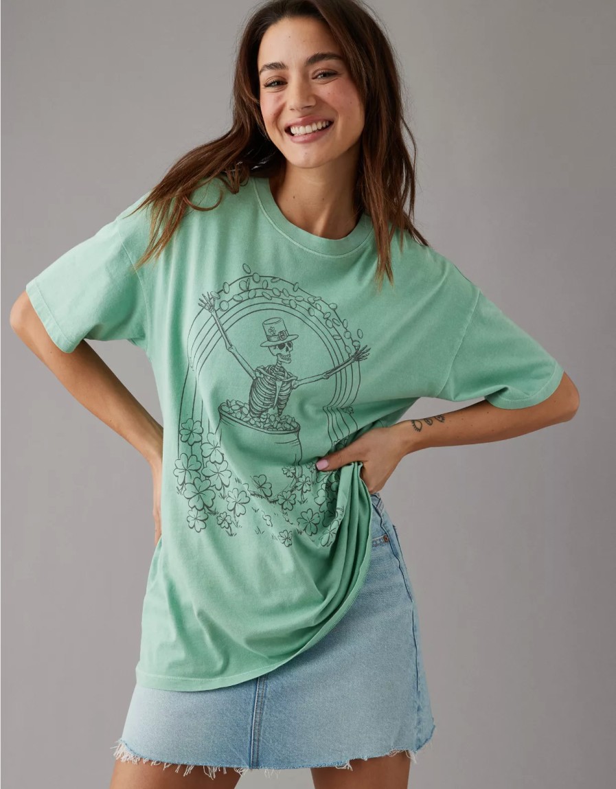 Mujer American Eagle | Ae Camiseta Extragrande Con Grafico Del Dia De San Patricio