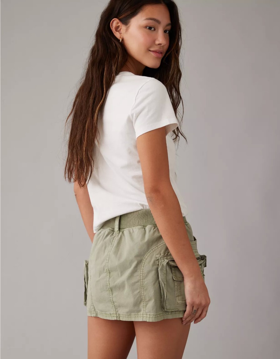 Mujer American Eagle | Minifalda Tipo Cargo De Cintura Alta Snappy Stretch Ae