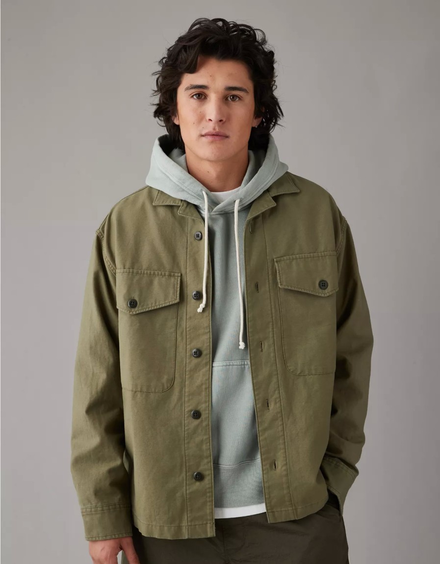 Hombres American Eagle | Chaqueta Estilo Camisa Extragrande Ae