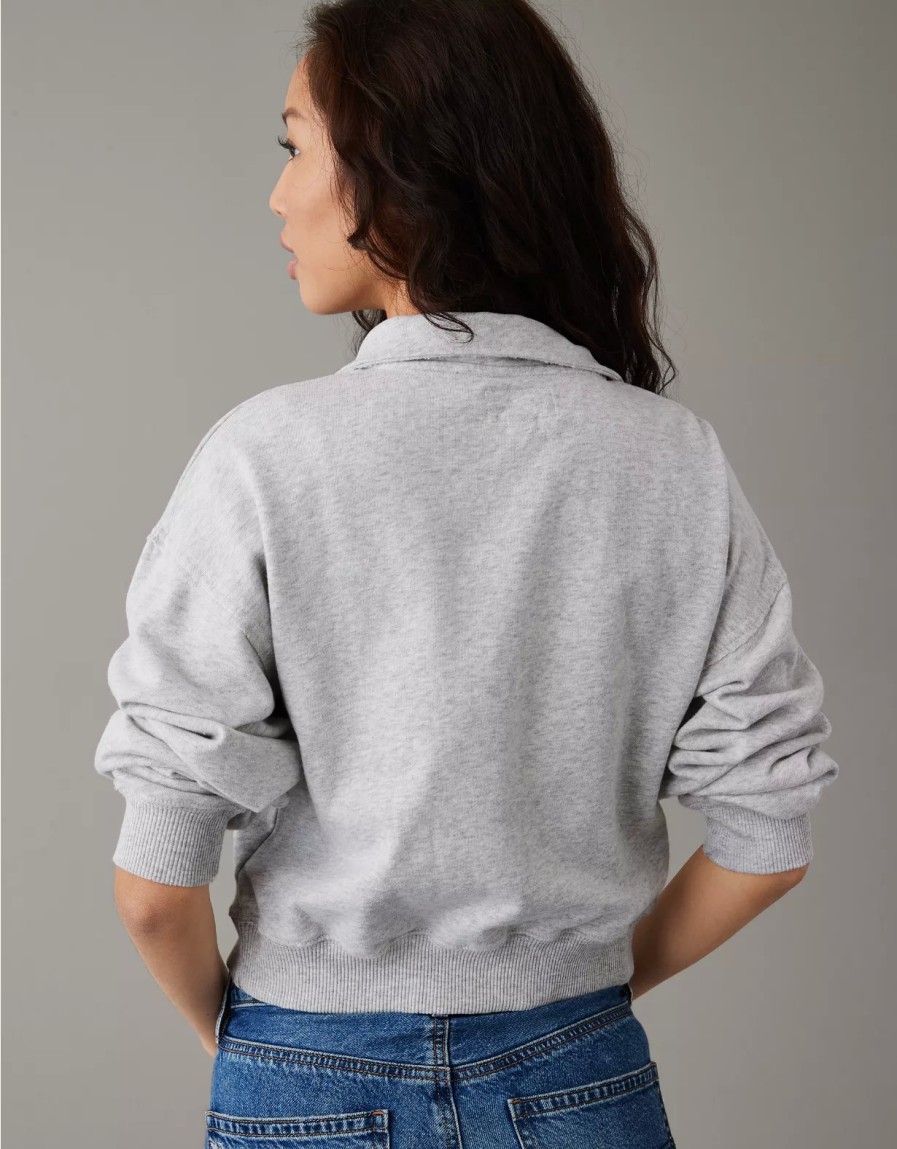 Mujer American Eagle | Sudadera Corta Con Cierre De Un Cuarto Ae