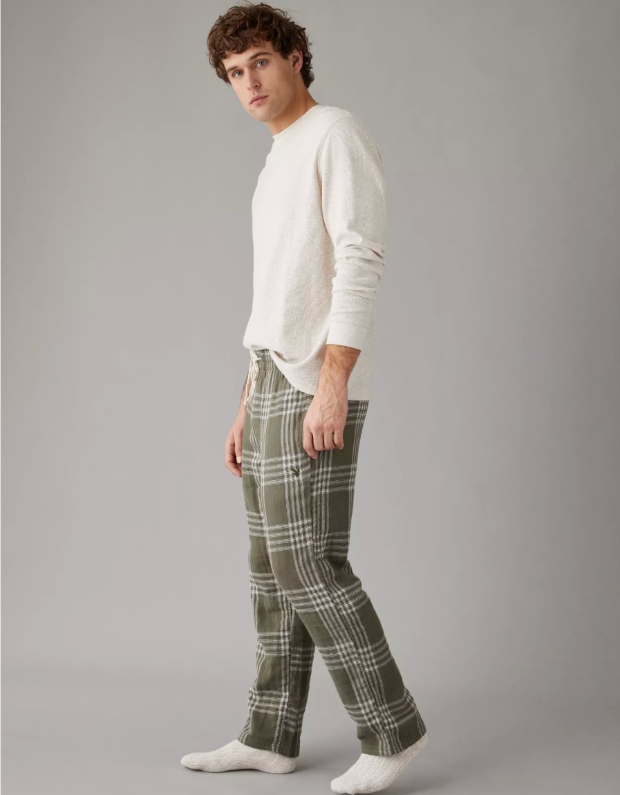 Hombres American Eagle | Pantalon De Pijama De Franela Ae