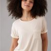 Mujer American Eagle | Camiseta Extragrande De Manga Corta Con Bolsillo Ae Soft & Sexy