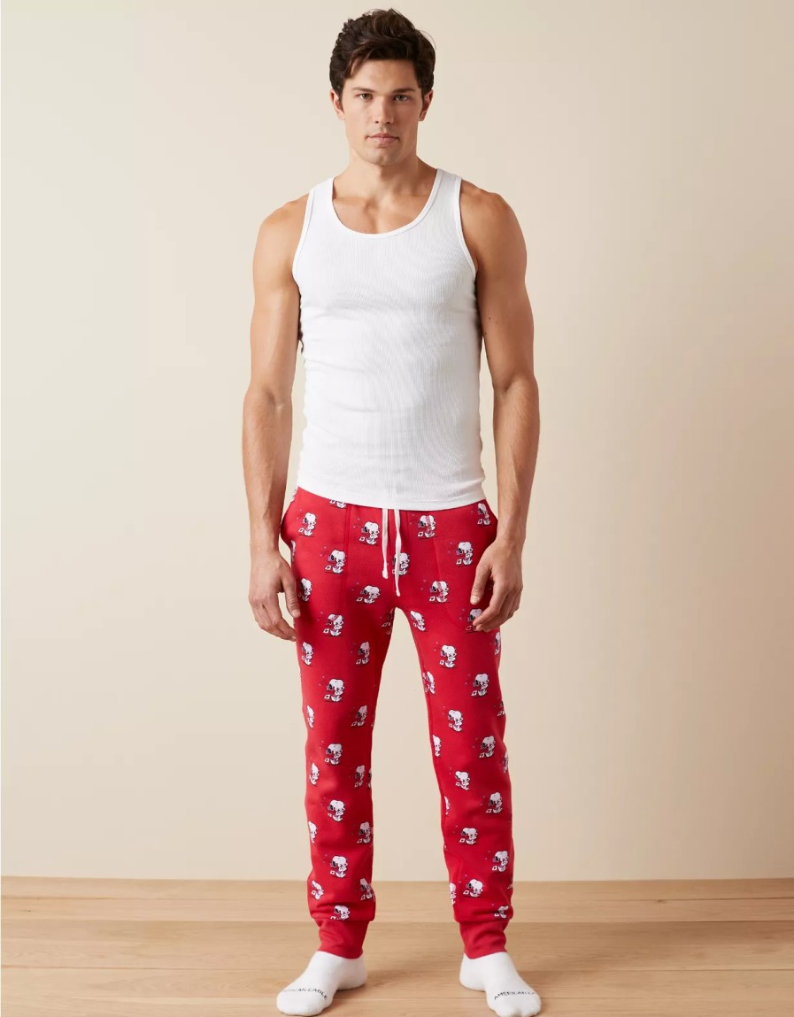 Hombres American Eagle | Pantalon De Pijama De Polar Ae Snoopy Valentine