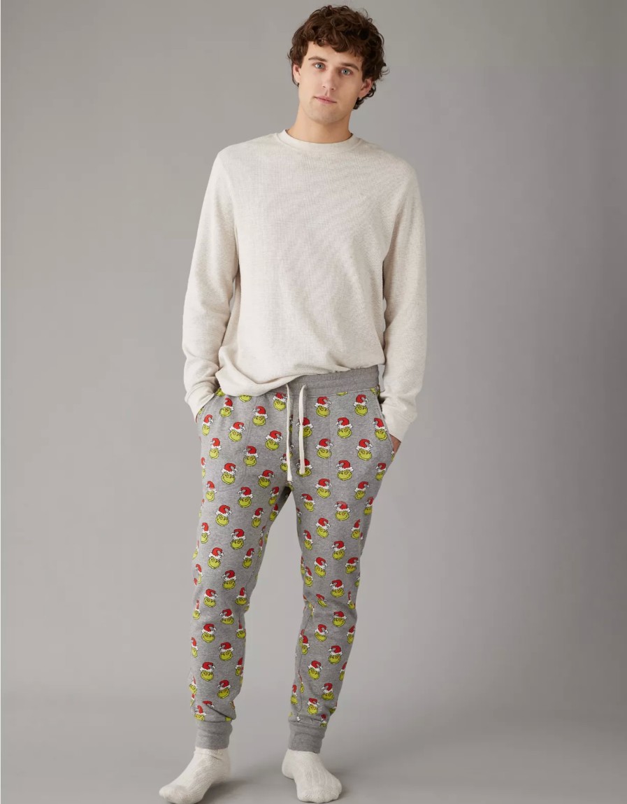 Hombres American Eagle | Pantalon De Pijama De Polar Ae Grinch