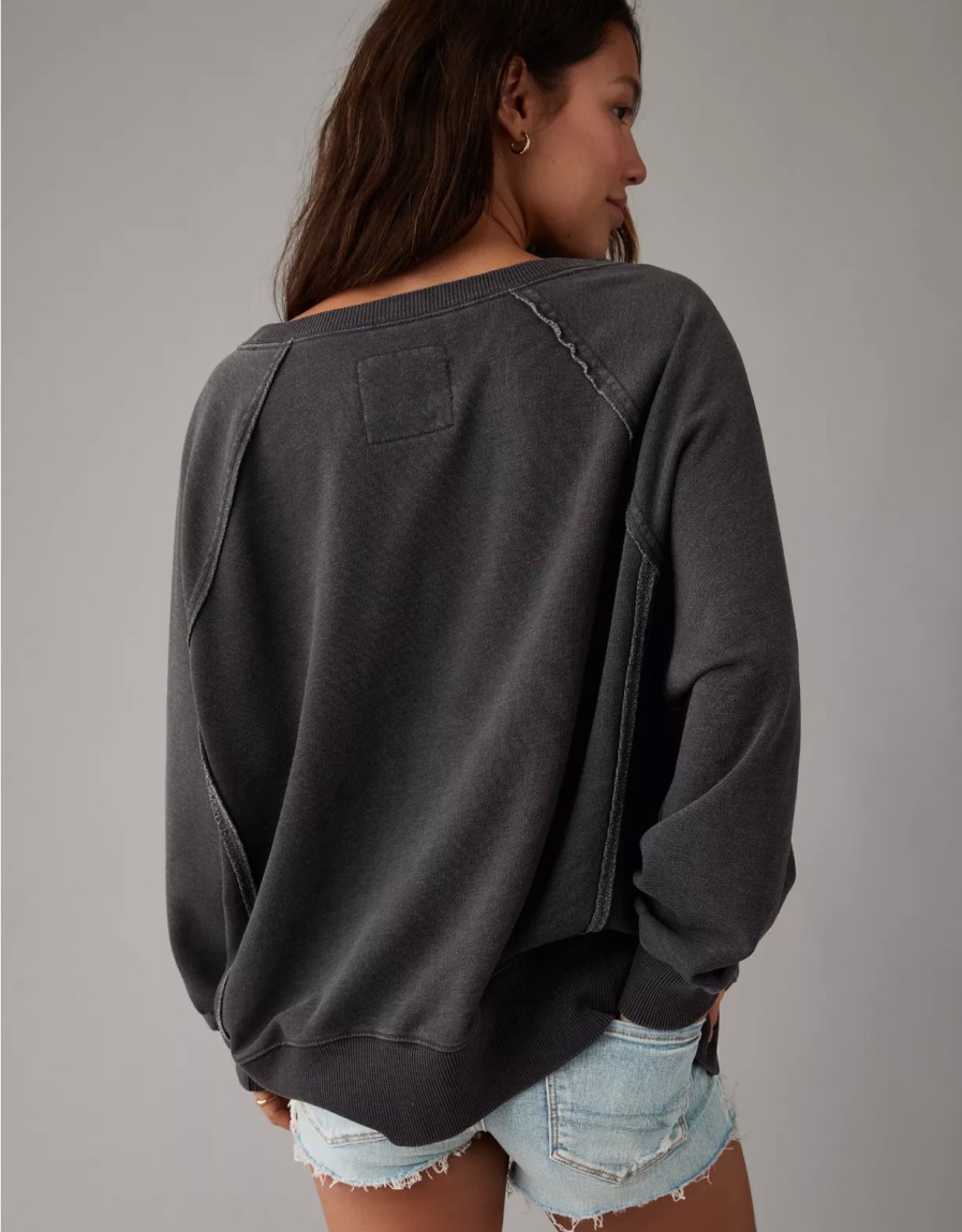 Mujer American Eagle | Sudadera Extragrande Con Cuello De Muesca Ae Big Hug