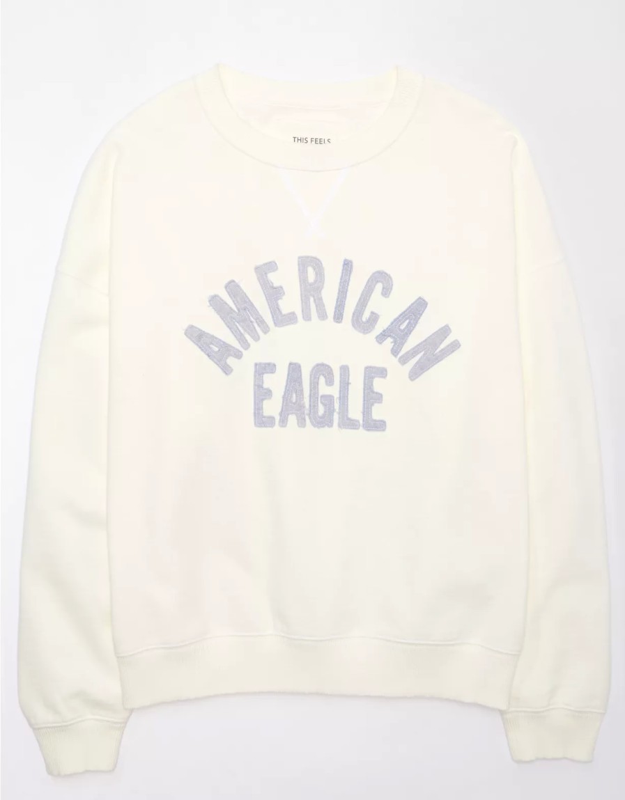 Mujer American Eagle | Sudadera De Polar Con Cuello Redondo Y Grafico Ae