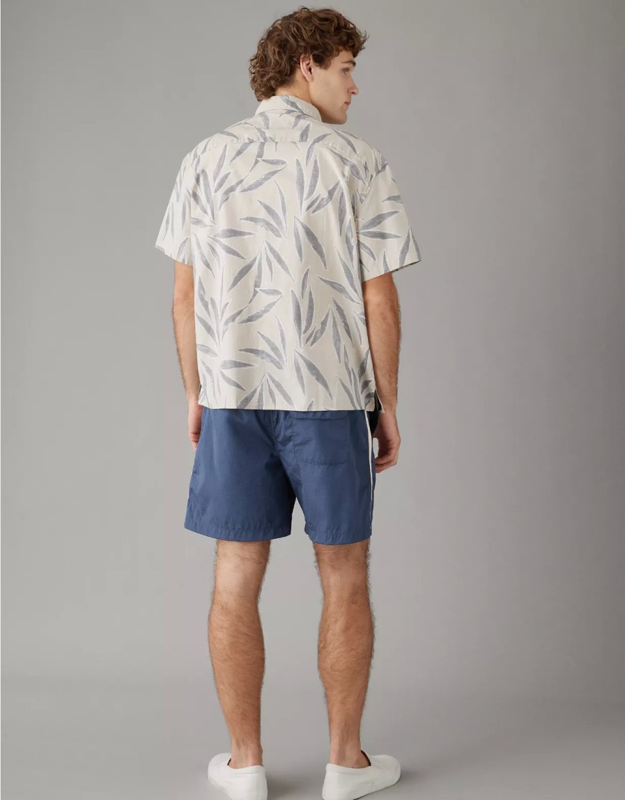 Hombres American Eagle | Camisa Junto A La Piscina Con Botones Tropicales Ae