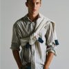 Hombres American Eagle | Camisa Con Botones A Rayas De Popelina Ae Everyday