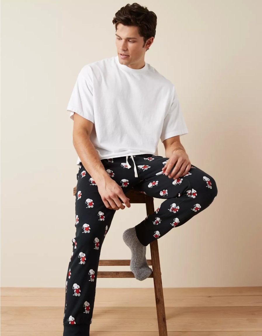 Hombres American Eagle | Pantalon De Pijama De Polar Ae Snoopy Valentine