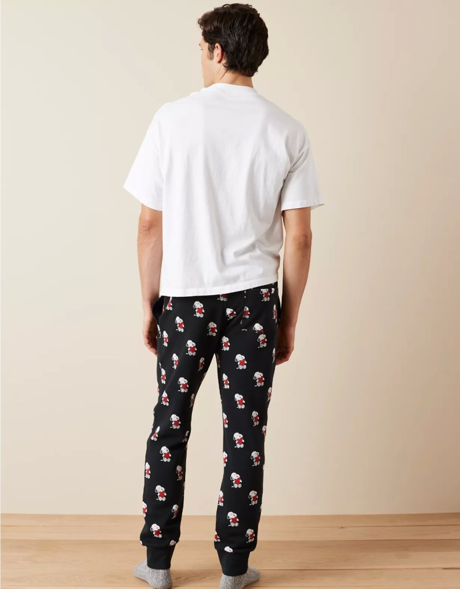 Hombres American Eagle | Pantalon De Pijama De Polar Ae Snoopy Valentine