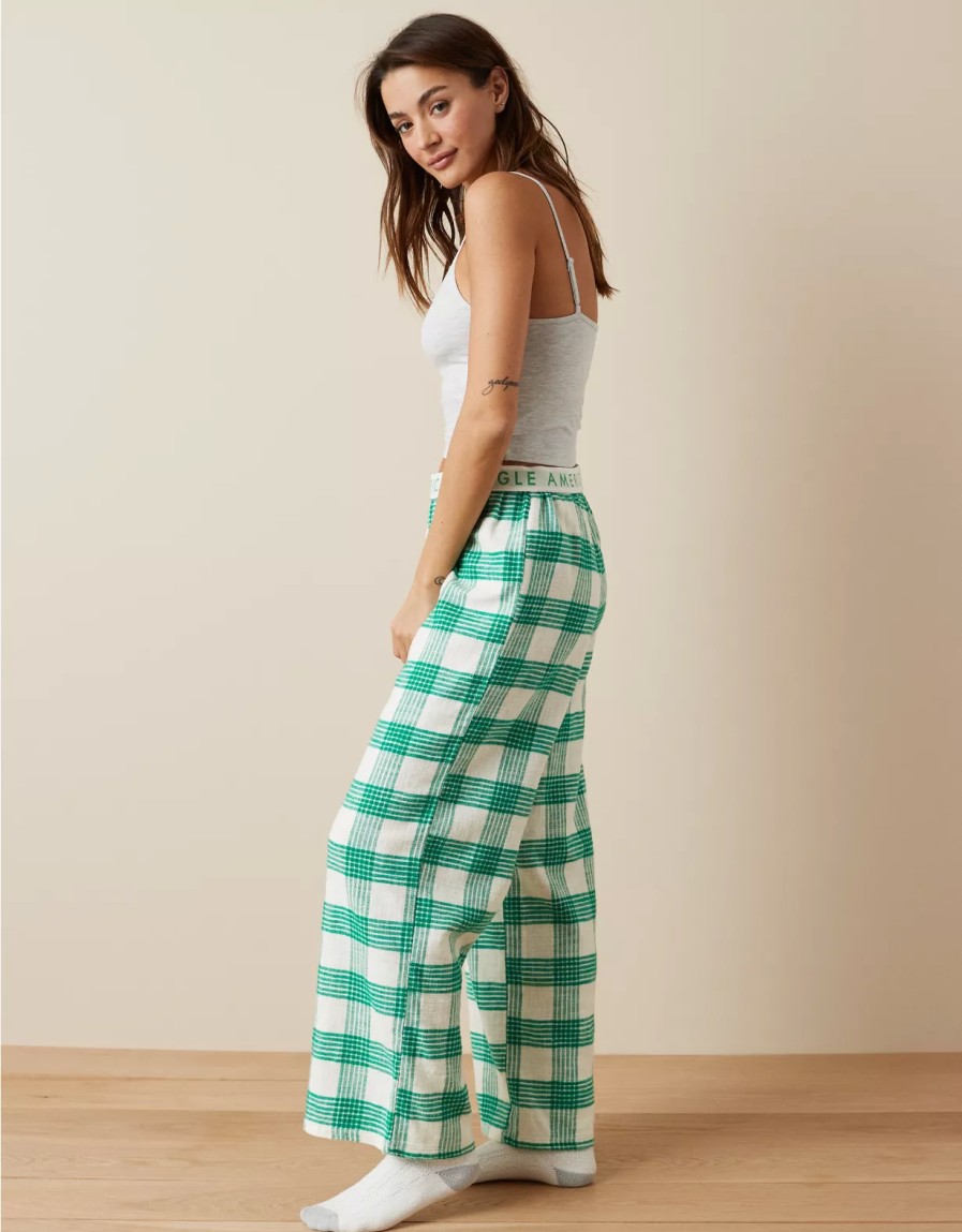 Mujer American Eagle | Pantalon De Pijama De Pernera Ancha De Franela Ae