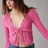 Mujer American Eagle | Cardigan De Croche Con Lazo Al Frente Ae