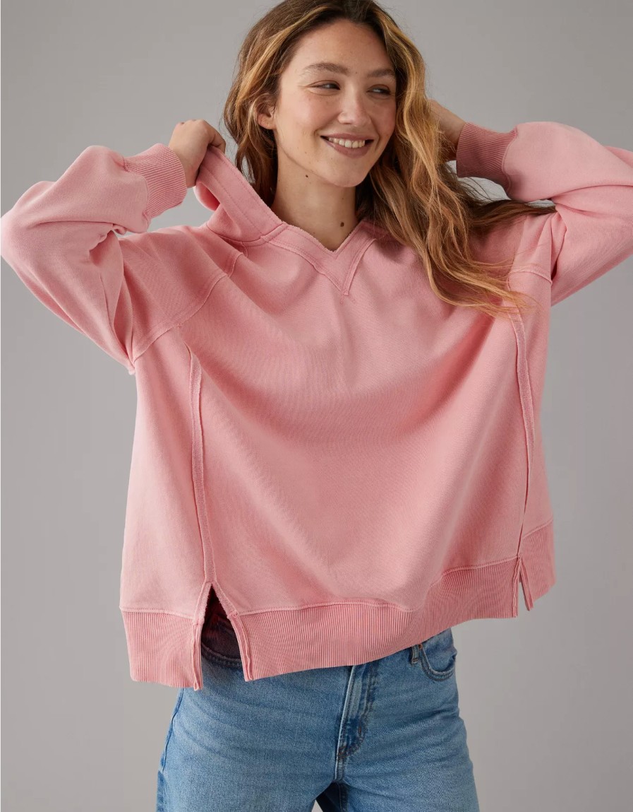 Mujer American Eagle | Sudadera Con Capucha Extragrande Con Cuello De Muesca Ae Big Hug