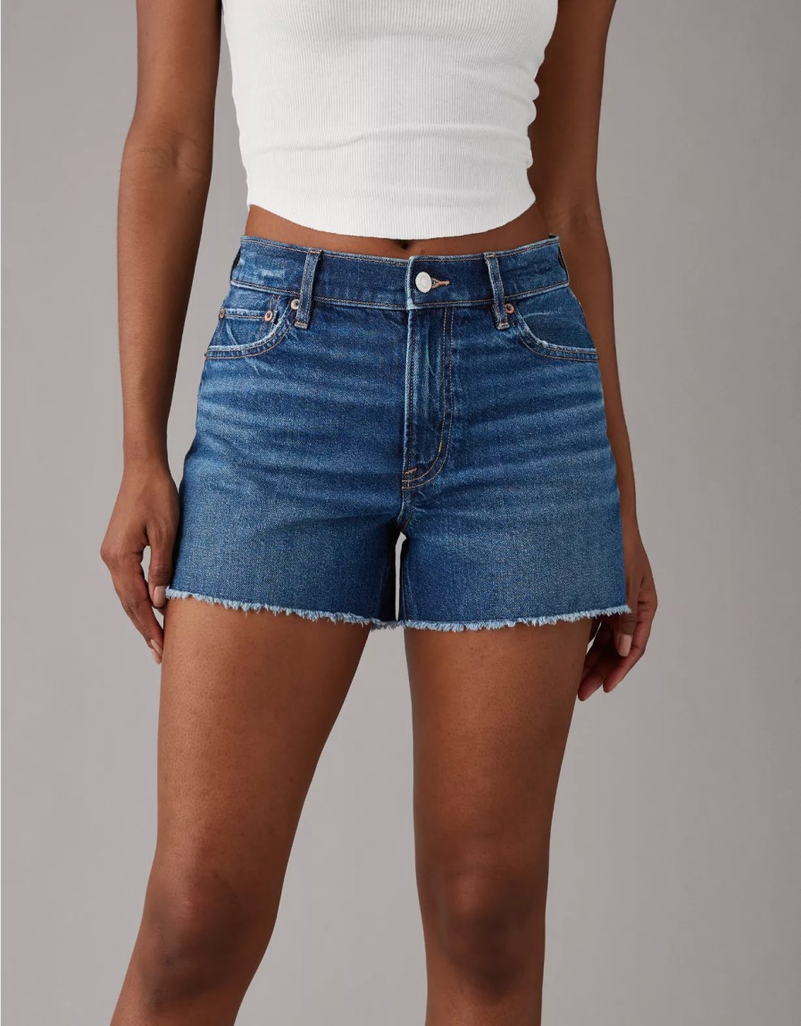 Mujer American Eagle | Shorts Vaqueros Holgados De Talle Super Alto Ae Strigid