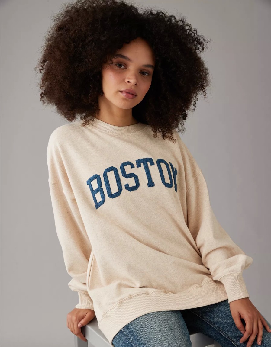 Mujer American Eagle | Sudadera Extragrande Con Grafico Boston Ae