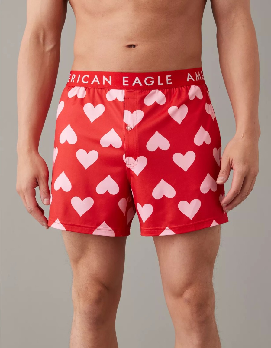 Hombres American Eagle | Calzoncillos Tipo Boxer Con Bolsillo Ultrasuaves Aeo Valentine Hearts