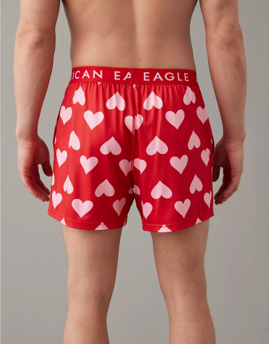 Hombres American Eagle | Calzoncillos Tipo Boxer Con Bolsillo Ultrasuaves Aeo Valentine Hearts