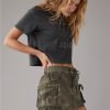 Mujer American Eagle | Minifalda Pantalon Tipo Cargo De Camuflaje De Cintura Alta Snappy Stretch Ae